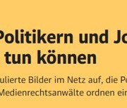 Screenshot einer Der Standard-Meldung im gelben Layout. Oben steht die Rubrik „KÜNSTLICHE INTELLIGENZ“. Darunter die große Überschrift: „Deepfakes mit Politikern und Journalisten: Was Betroffene tun können“. Es folgt ein kurzer Hinweistext über KI-manipulierte Bilder im Netz, die Politiker und Journalisten in falschen Kontexten zeigen, sowie eine Anmerkung, dass Medienrechtsanwälte das Thema einordnen.